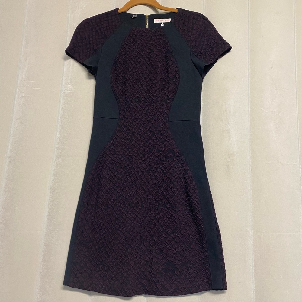 Rebecca Taylor Women’s Dress Size 4 Shift Textured Contrast Panel Designer
